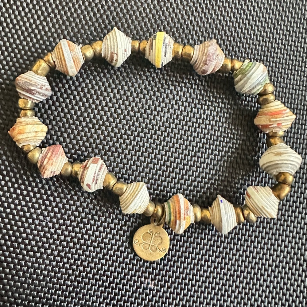 Handcrafted Beaded Bracelet with Gold Accents